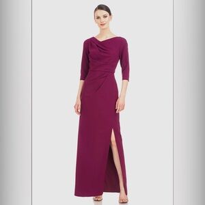 Kay Unger Plum Long Sleeve Gown